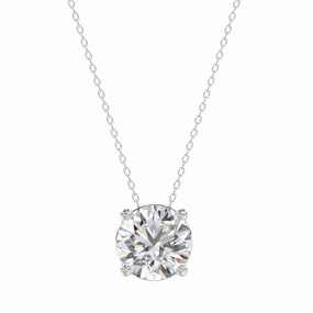Travel Ready LADIES SOLITAIRE PENDANT WITH UNDER-PASS CHAIN 2.00CT ROUND DIAMOND 14K WHITE GOLD
