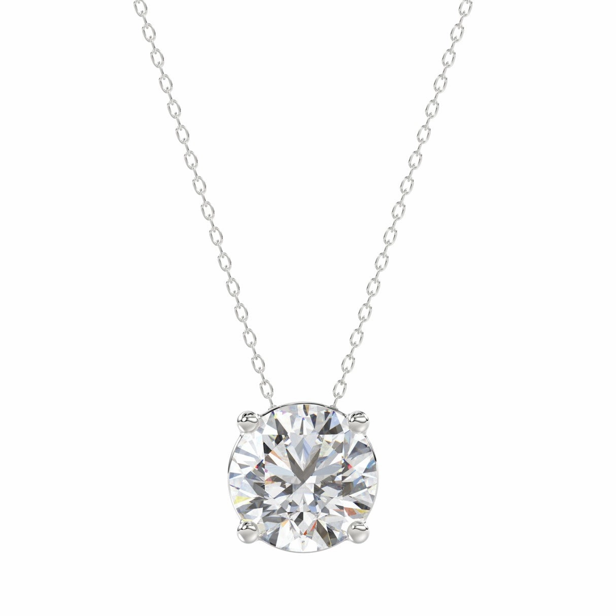 Travel Ready LADIES SOLITAIRE PENDANT WITH UNDER-PASS CHAIN 2.00CT ROUND DIAMOND 14K WHITE GOLD