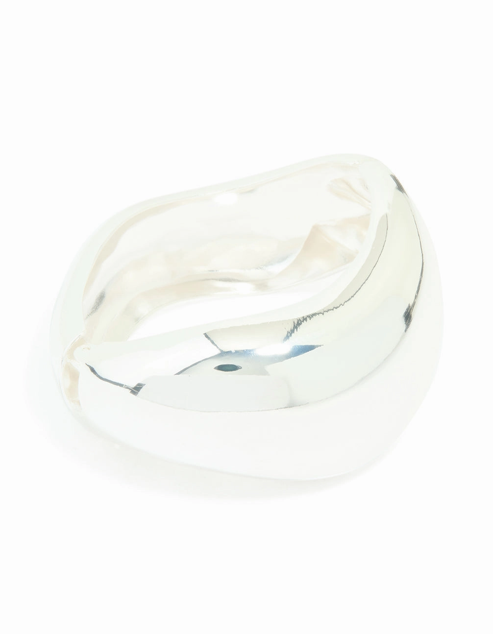 Silver Thick Wave Hinged Bangle Central Focus Generational Gift