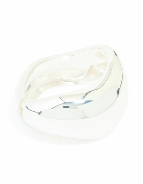 Silver Thick Wave Hinged Bangle Central Focus Generational Gift