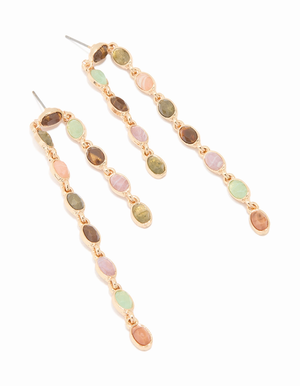 Cool Fit Gold Multicoloured Beaded Asymmetrical Drop Earrings