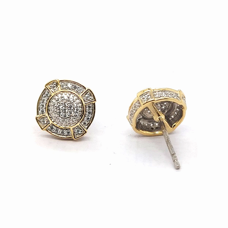 LADIES EARRINGS 0.50CT ROUND DIAMOND 10K YELLOW GOLD Festive Touch Holiday Present