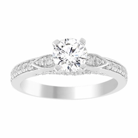 LADIES SEMI MOUNT BRIDAL SET 0.33CT ROUND DIAMOND 14K WHITE GOLD (CENTER STONE 1.00CT ROUND DIAMOND) Artistic Creation