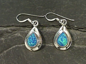 Created Opal, Sterling Silver Earrings Vogue Feature Gift Appeal