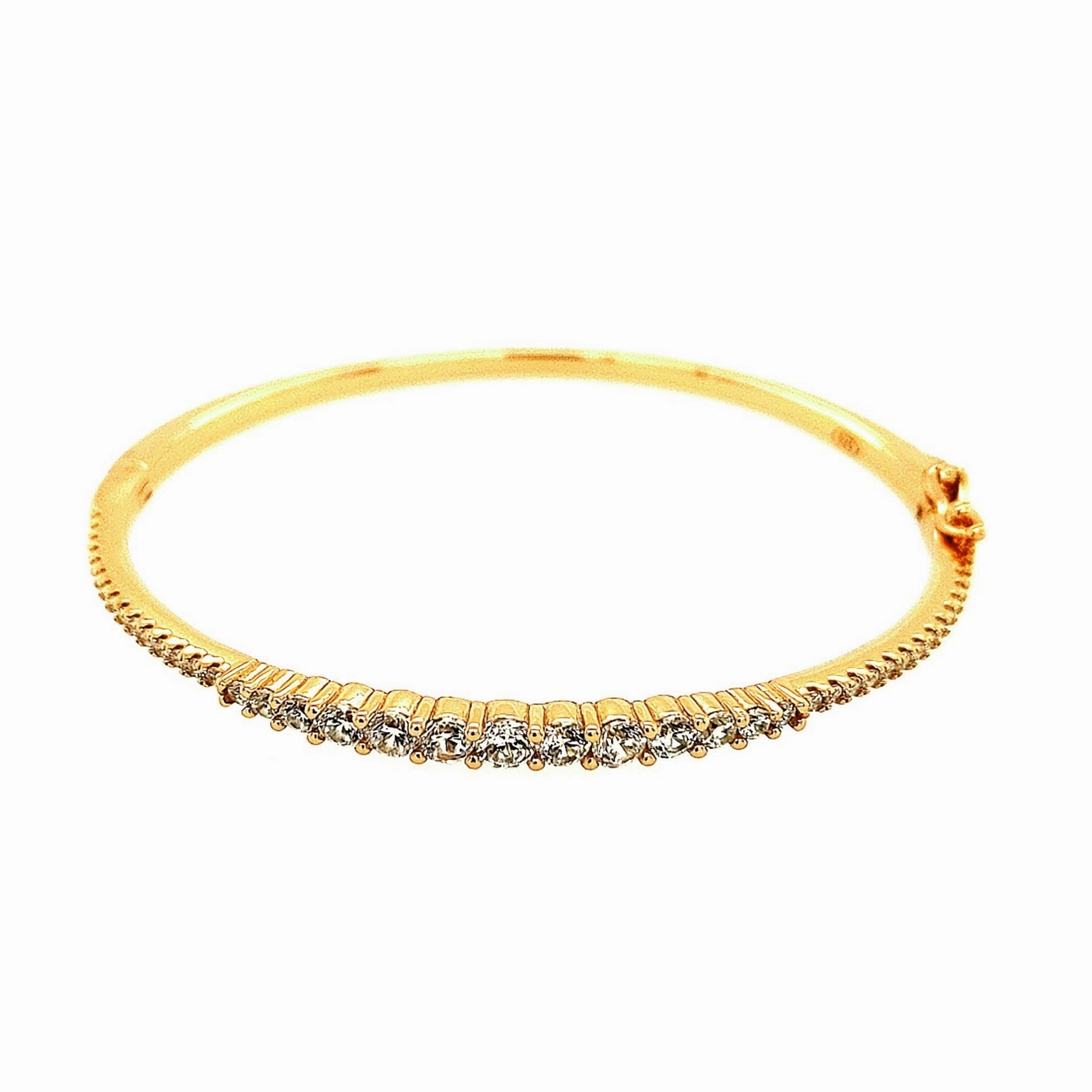Brilliant Edge Timeless Line Rhodium / Gold / Rose Gold Plated Sterling Silver CZ Bangle Bracelet