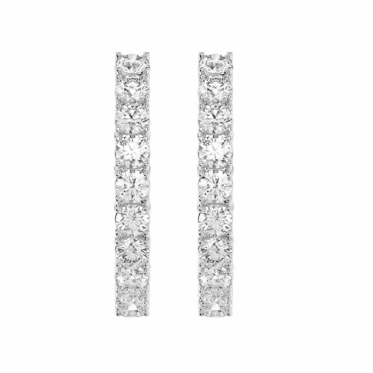 Glistening Glow Color Accent LADIES HOOP EARRINGS 7CT ROUND DIAMOND 14K WHITE GOLD