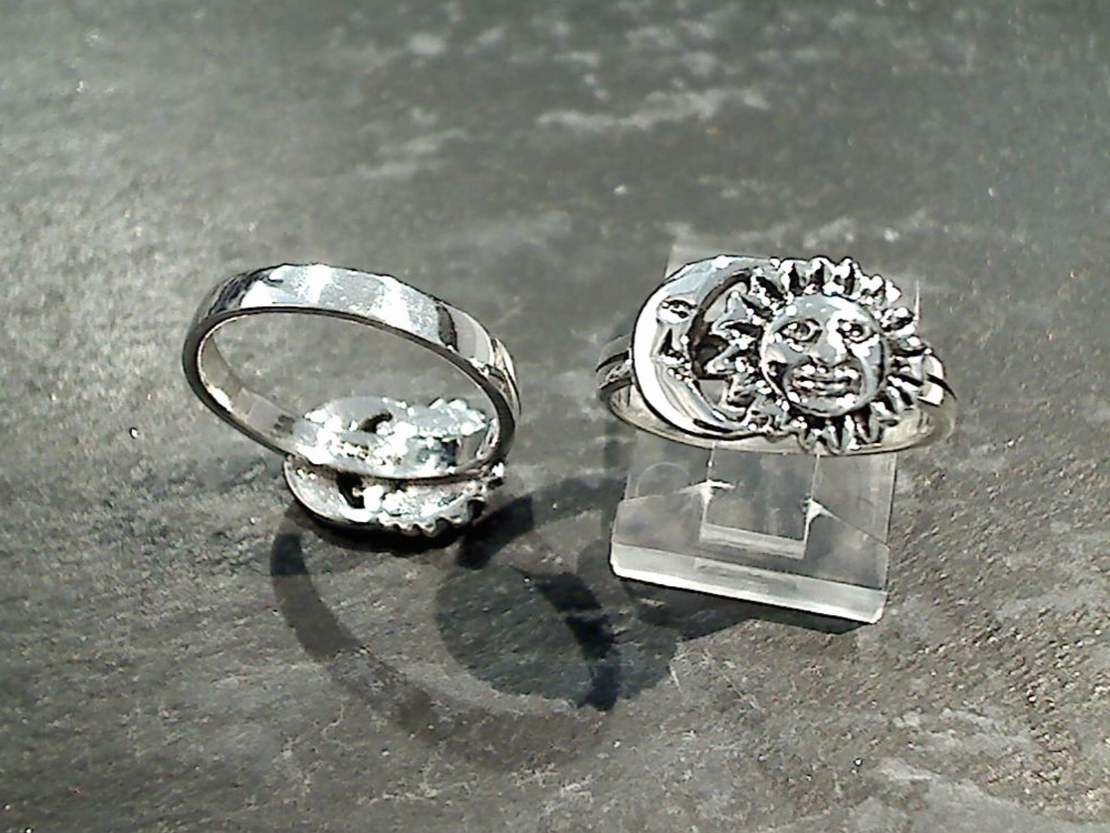 Cultural Event Size 6.75 Sterling Silver Sun And Moon Ring