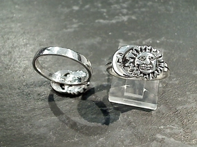 Cultural Event Size 6.75 Sterling Silver Sun And Moon Ring