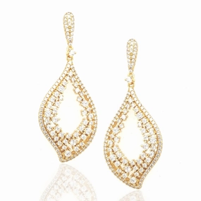 Beautiful finish Gold Plated Sterling Silver Sprinkled CZ Teardrop Earrings