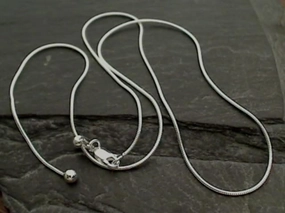 Polished Piece Adj. to 24" Sterling Silver Snake Chain