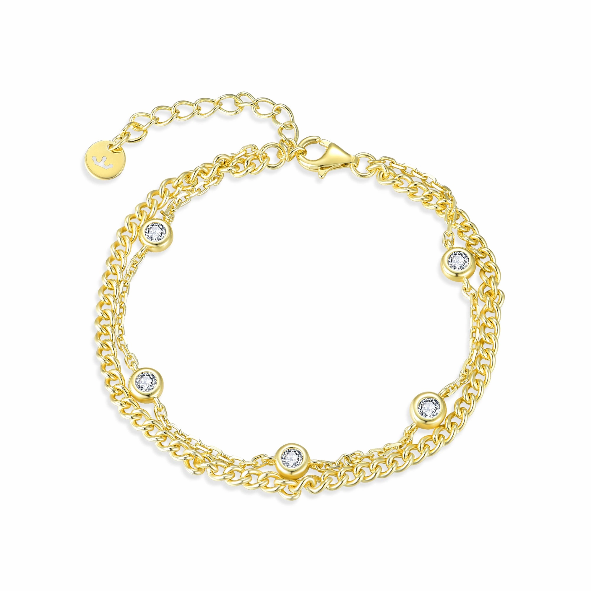 Sterling Silver Double Chain Cuban and Diamond by the Yard Bracelet Effortless Glimmer Modern Design