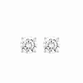Date Ready LADIES SOLITAIRE EARRINGS  4CT ROUND DIAMOND 14K WHITE GOLD (CENTER STONE  ROUND DIAMOND 2.00CT)
