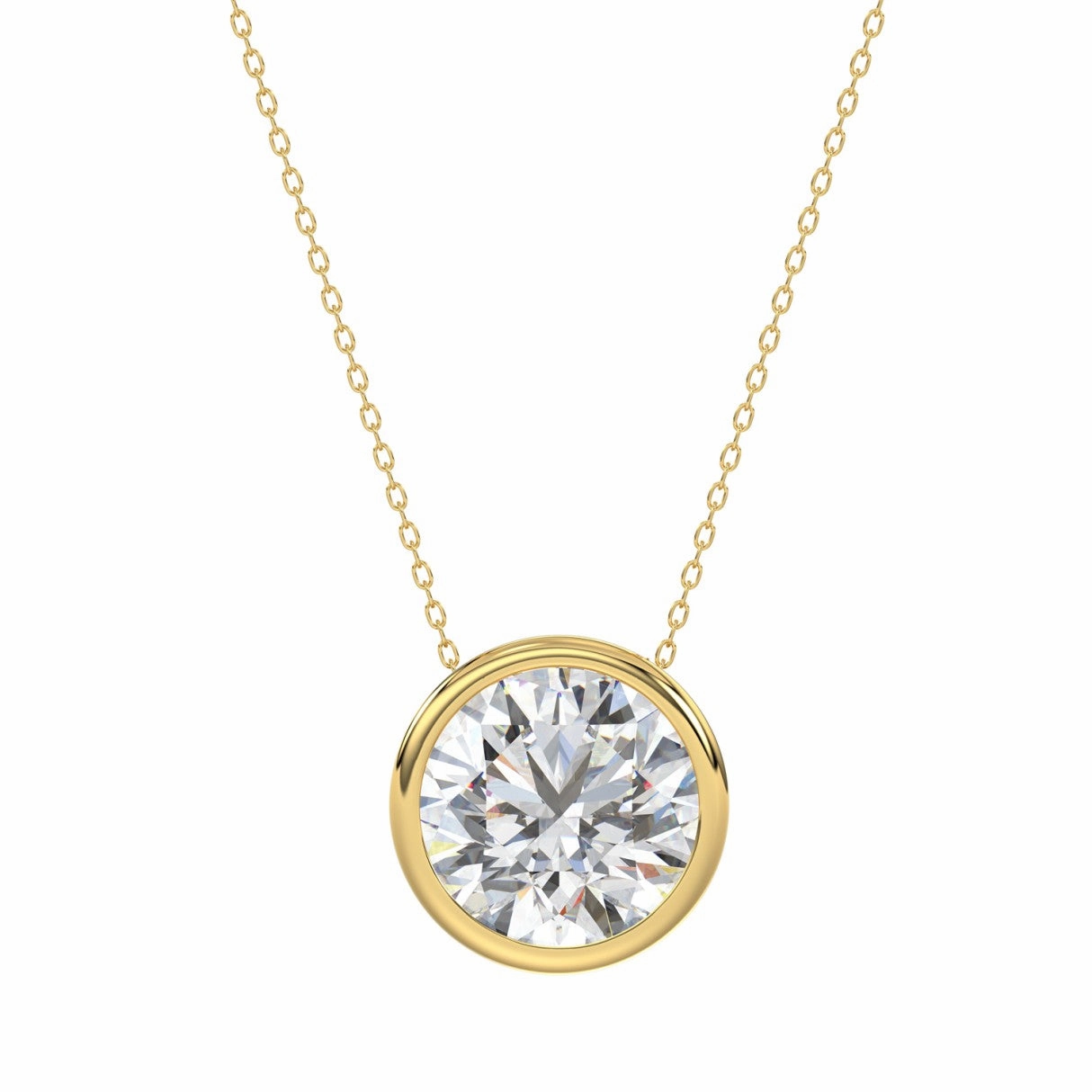 Gift Appeal LADIES SOLITAIRE PENDANT 3CT ROUND DIAMOND 14K YELLOW GOLD