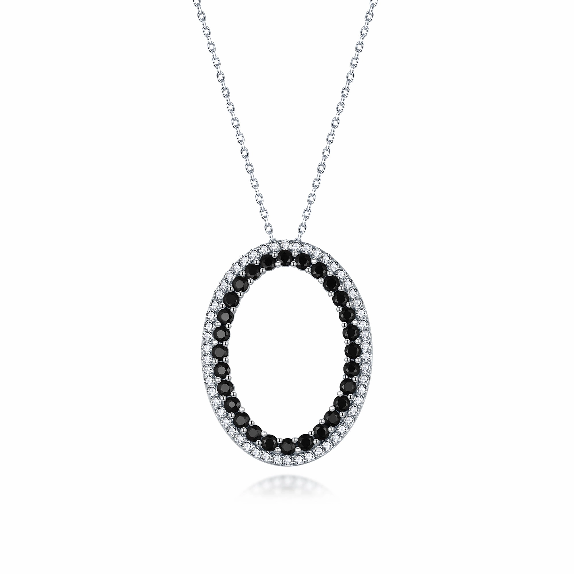 Sophisticated Edge Smooth Fit Sterling Silver Pendant Necklace with Clear and Colored Stone On Diamond Cut Chain