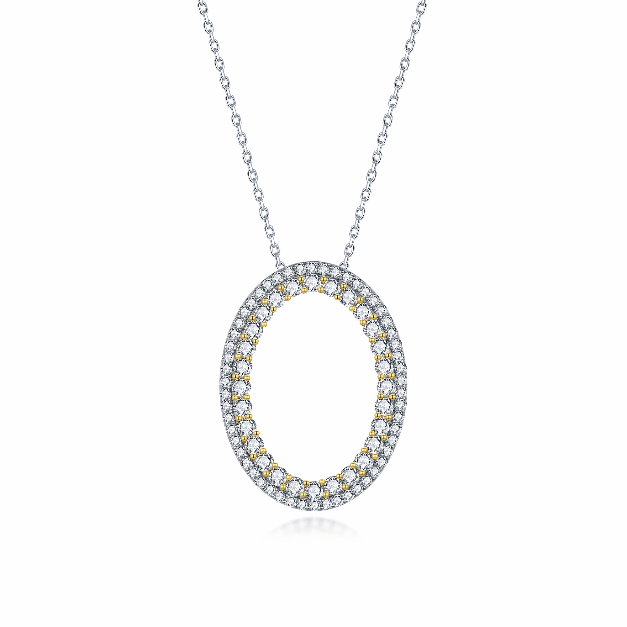 Radiant Jewelry Look Polished Details Sterling Silver Pendant Necklace with Clear and Colored Stone On Diamond Cut Chain