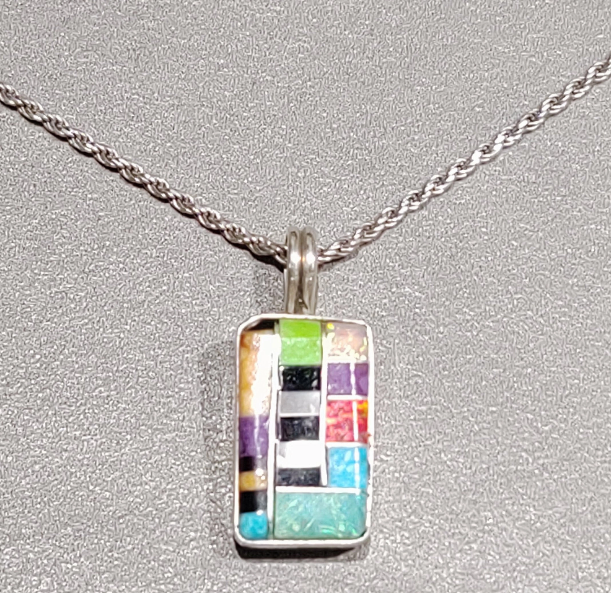 Ronald Chavez Kewa Pueblo Sterling Silver  Inlaid Pendant - Handmade Native American Effortless Glow