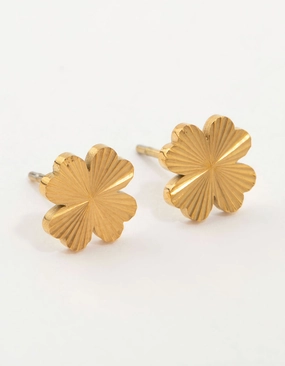 Shining Piece Waterproof Gold Plated Stainless Steel Flower Stud Earrings