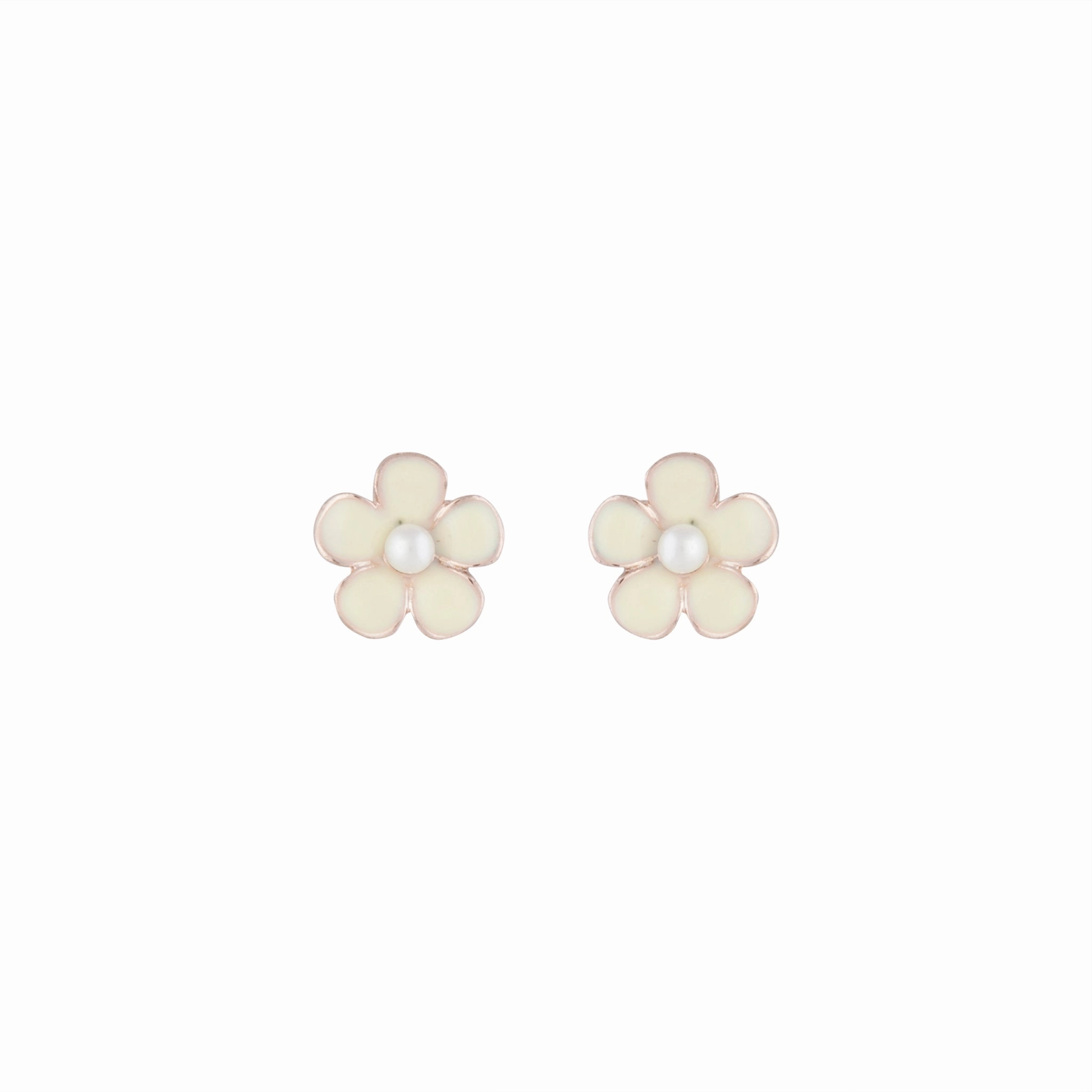 Glamorous Design Textured Detail Flower Daisy White Stud Earrings