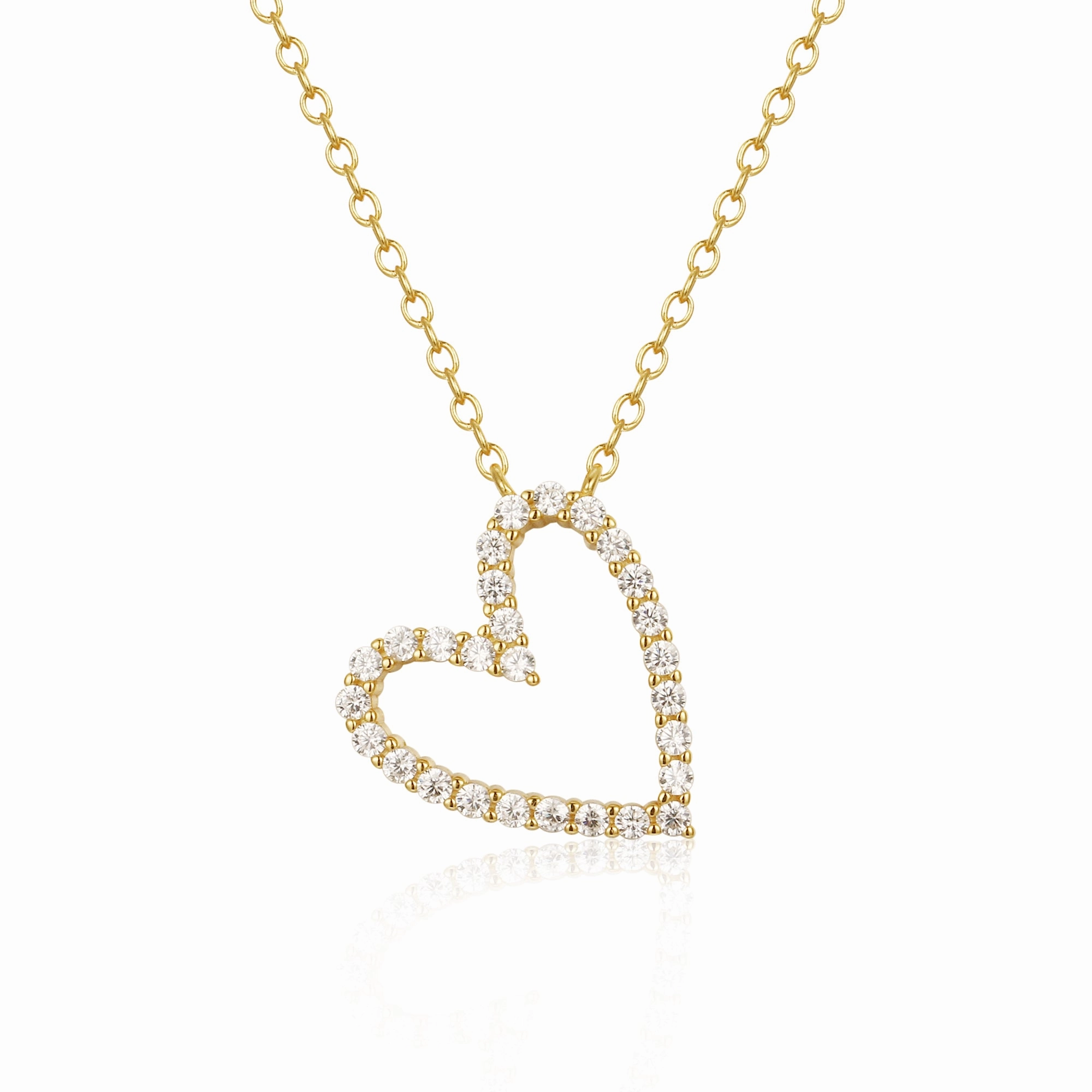 Luxe Essentials Stylish Appeal Sterling Silver 16mm Angled Heart On Adjustable Chain Necklace