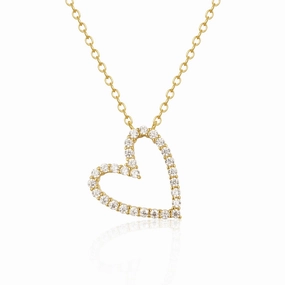 Luxe Essentials Stylish Appeal Sterling Silver 16mm Angled Heart On Adjustable Chain Necklace