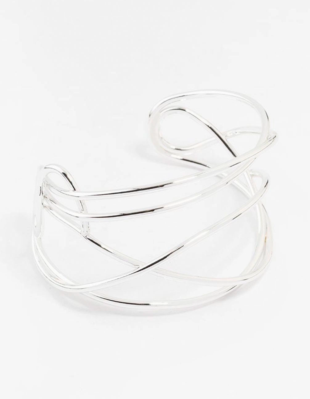 Casual Elegance Formal Attire Silver Plated Organic Wire Cuff Bracelet