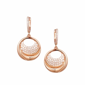 Allure Sparkle Modern Vibe Rose Gold Plated Sterling Silver Circle With CZ Earring