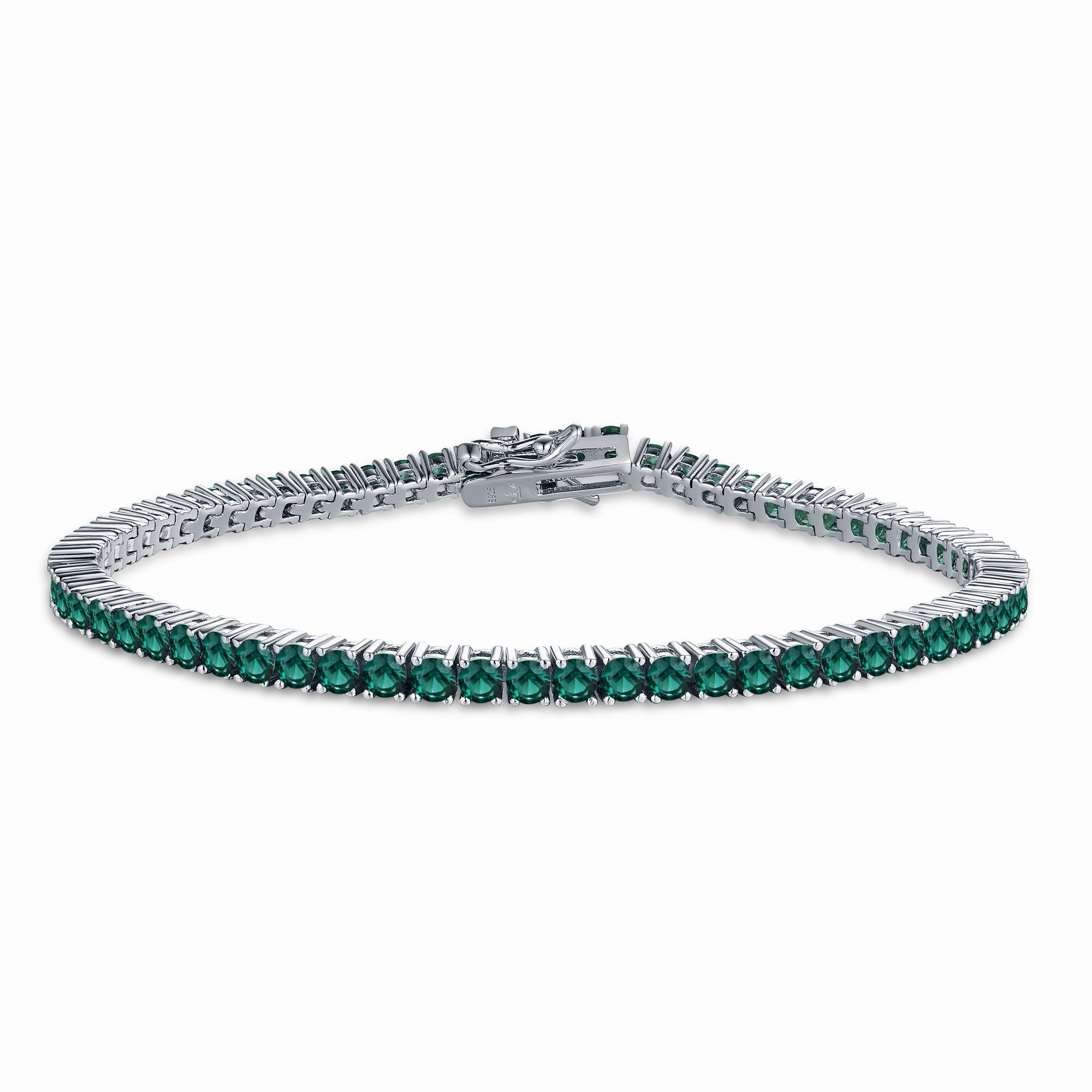 Sterling Silver Ruby, Emerald, Sapphire, Violet, or Black Colored CZ Tennis Bracelets Precious Jewelry Pieces Lively Spirit