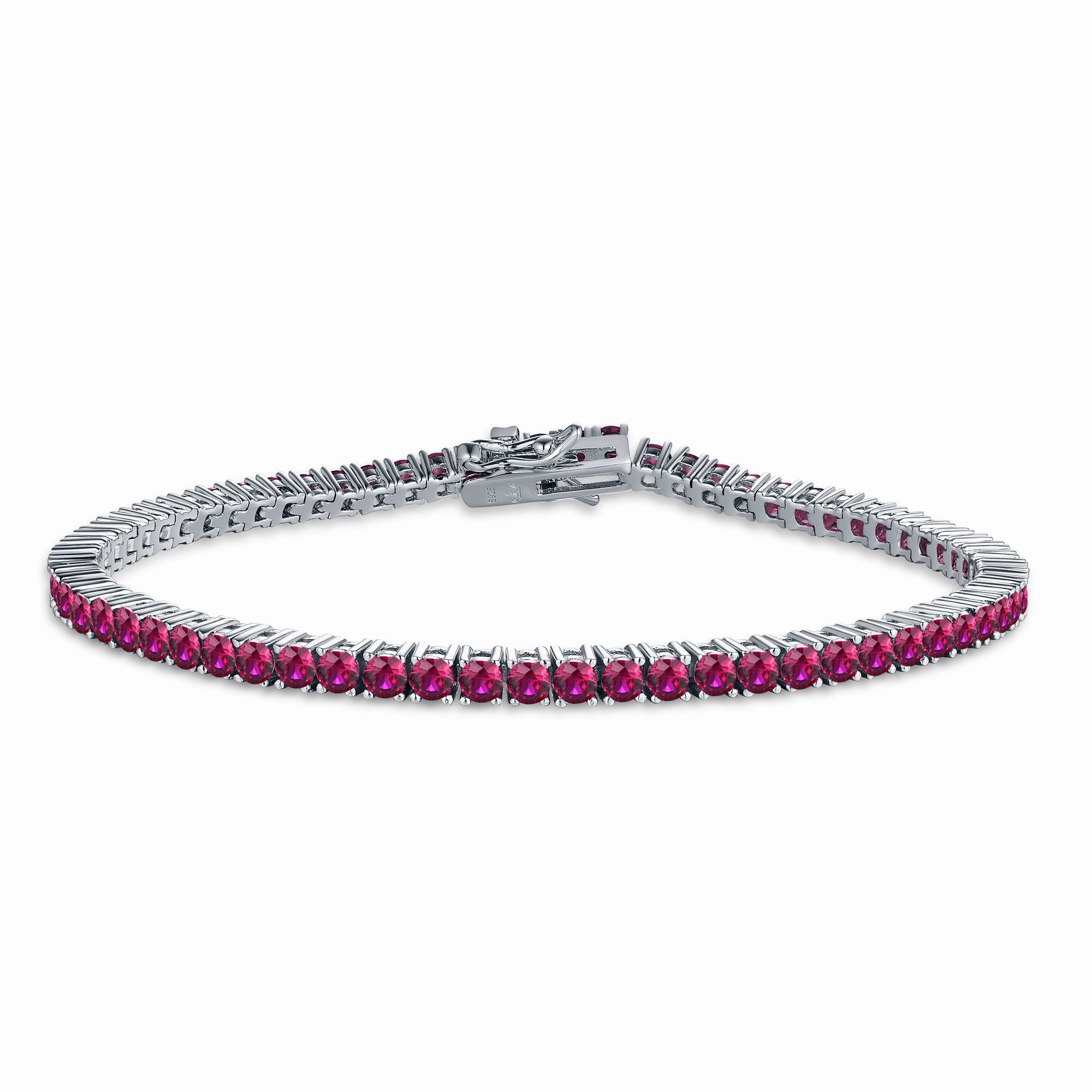 Opulent Shine Sterling Silver Ruby, Emerald, Sapphire, Violet, or Black Colored CZ Tennis Bracelets