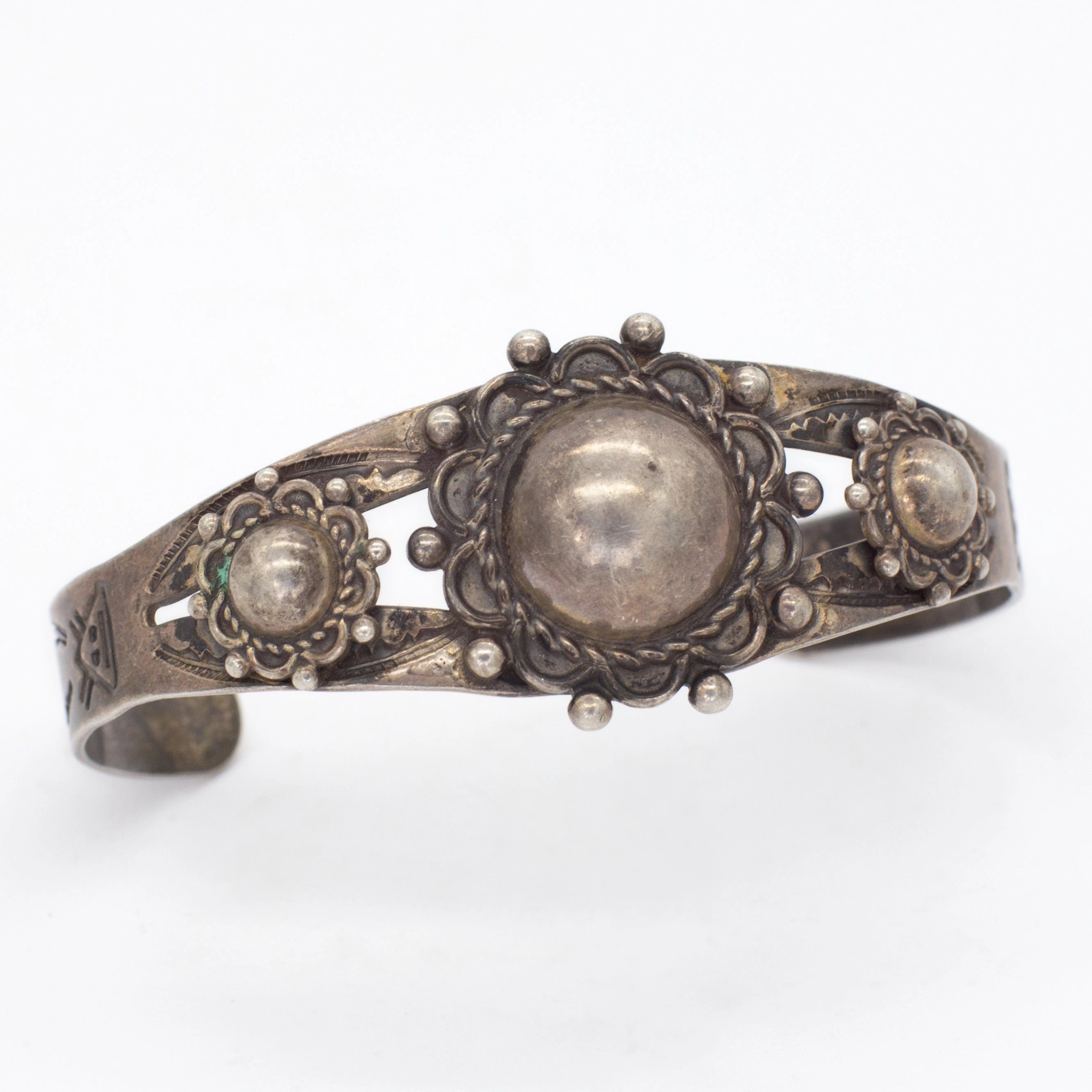 Fred Harvey Navajo Handmade Sterling Silver Cuff Bracelet Radiant Gems