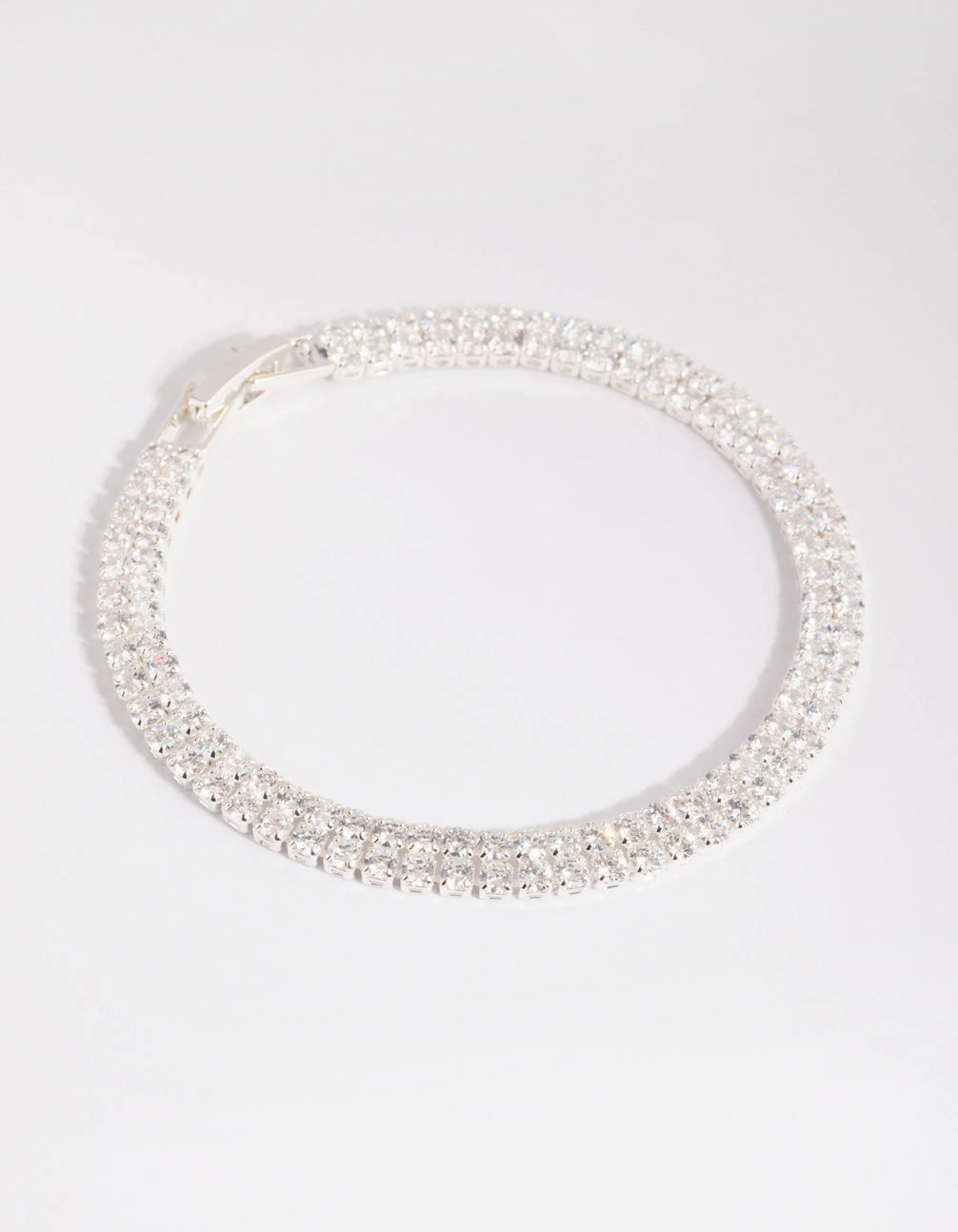 Rainbow Hues Silver Cubic Zirconia Layered Cup Chain Tennis Bracelet