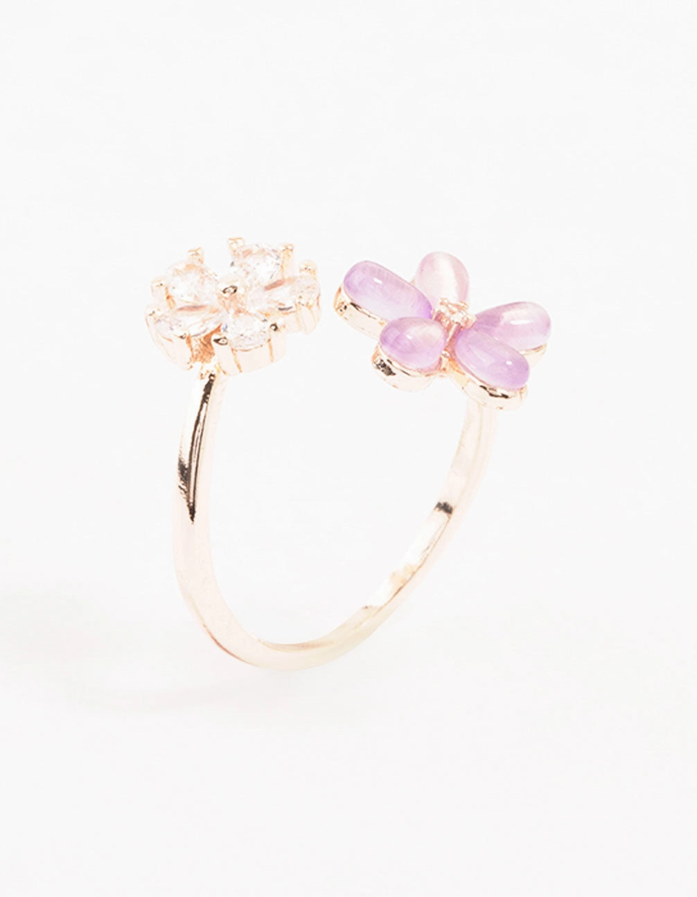 Timeless Accessory Glam Appeal Rose Gold Double Cubic Zirconia Wrapped Ring