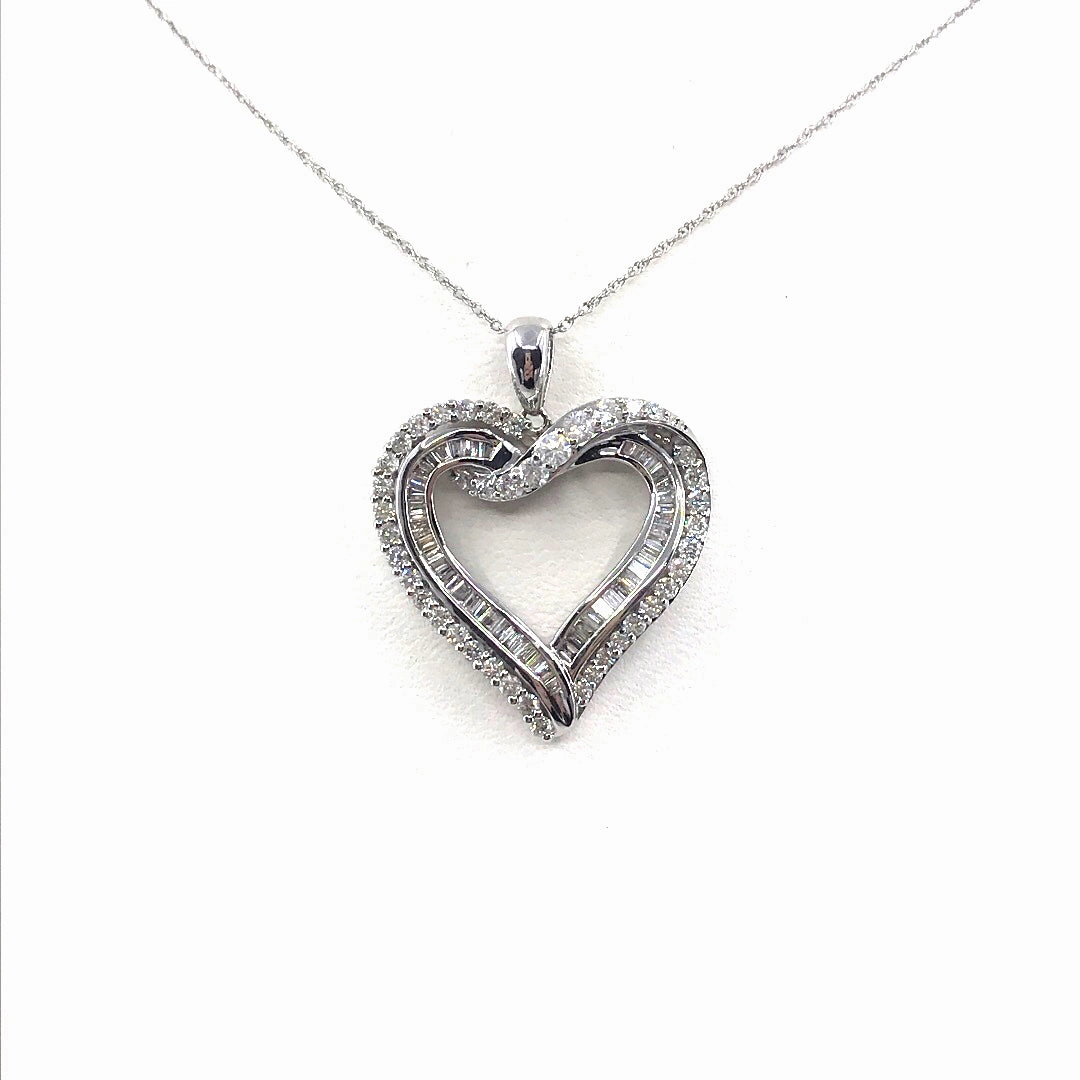 White Gold Heart Pendant Necklace Radiant Highlight