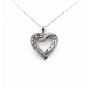 White Gold Heart Pendant Necklace Radiant Highlight
