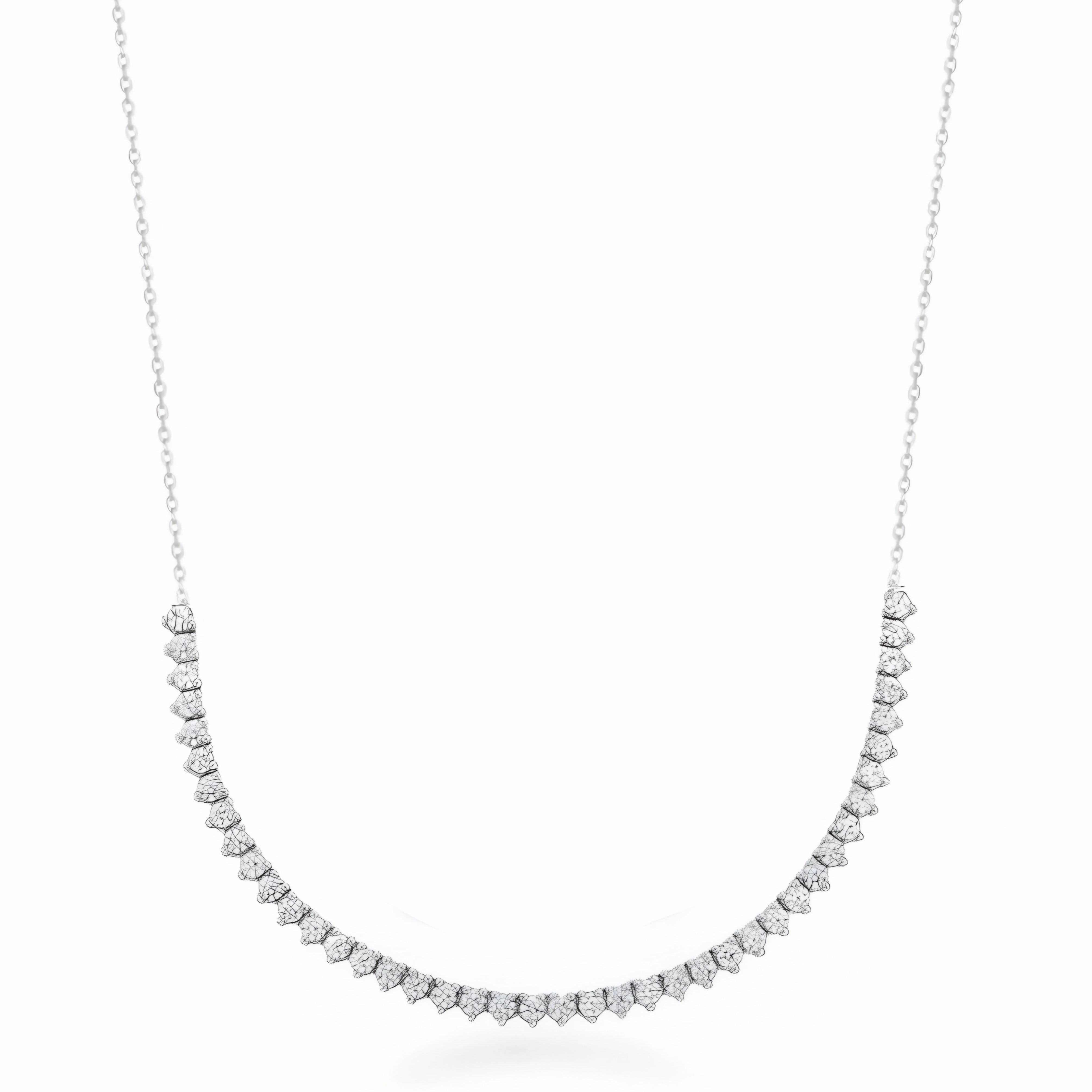 Handmade Craft Simple Edge 14K Soft 3 Prong Setting Lab Grown Diamond Tennis Bar Necklace