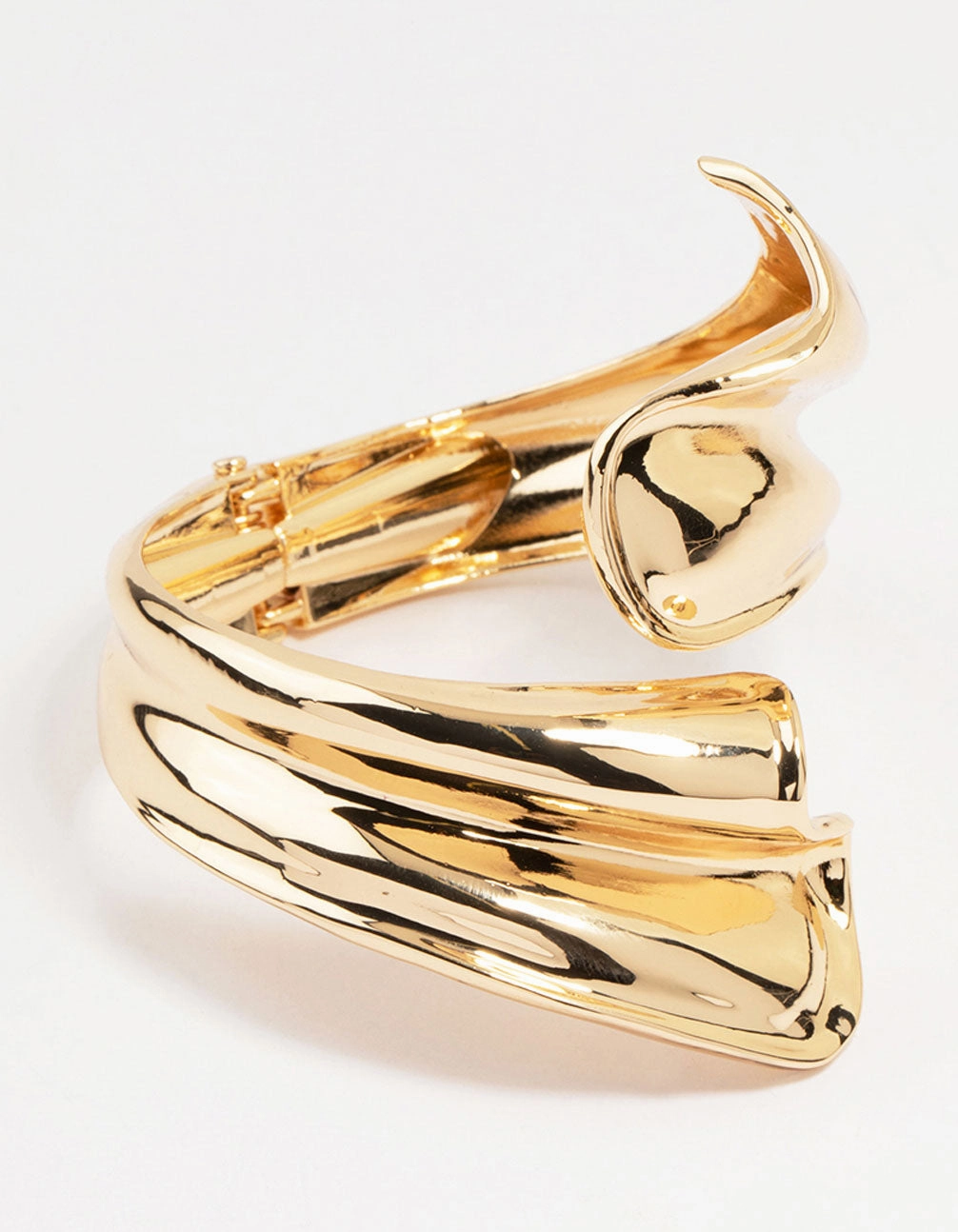 Gold Ribbed Wave Wrap Wrist Cuff Museum Quality