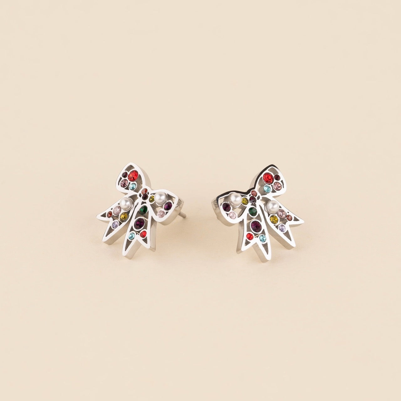 Gem Bow Stud Earrings Fashion Jewelry