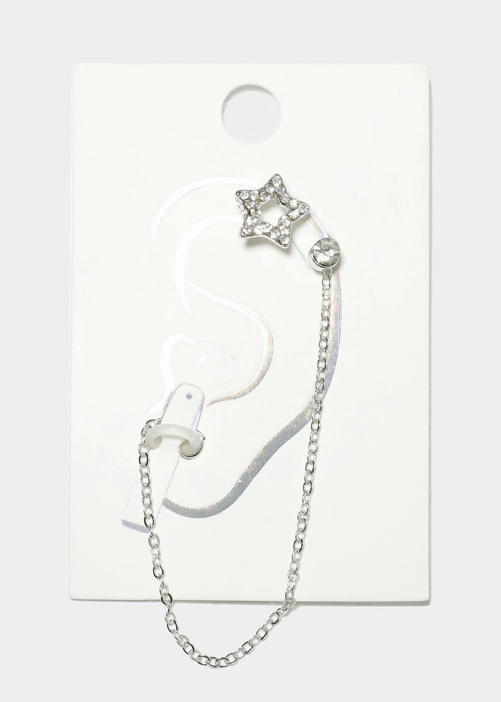 custom design Gift Moment Gemstone Studded Heart Cuff Earring with Earphone Chain Holder