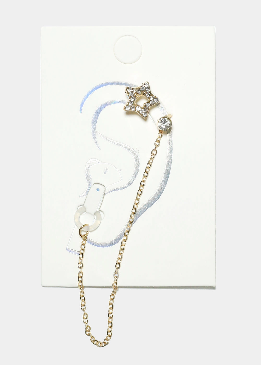 Vibrant Pieces Effortless Shine Gemstone Studded Heart Cuff Earring with Earphone Chain Holder