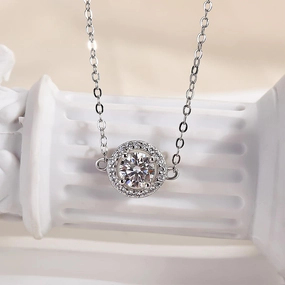 Louily Timeless Moissanite Halo Round Cut Bracelet In Sterling Silver Throwback Detail Reliable Fusion