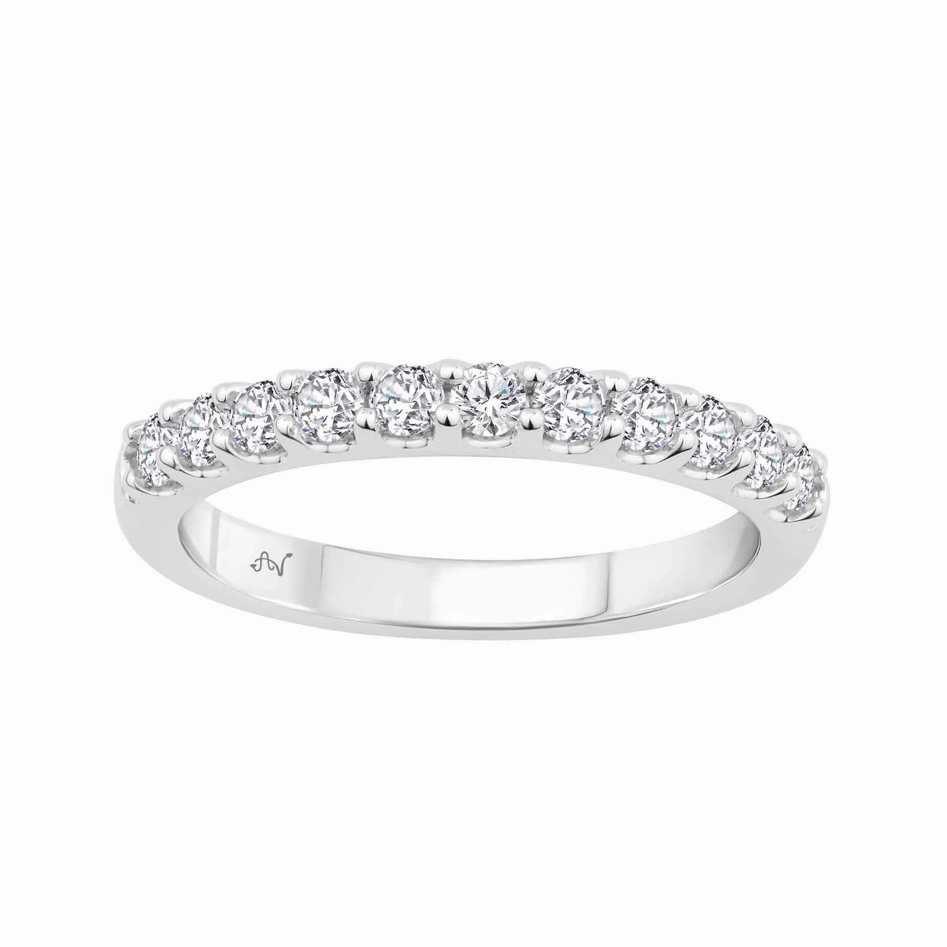 Sculpted Detail Graceful Shine LADIES BAND 0.50CT ROUND DIAMOND 14K WHITE GOLD (SI QUALITY)