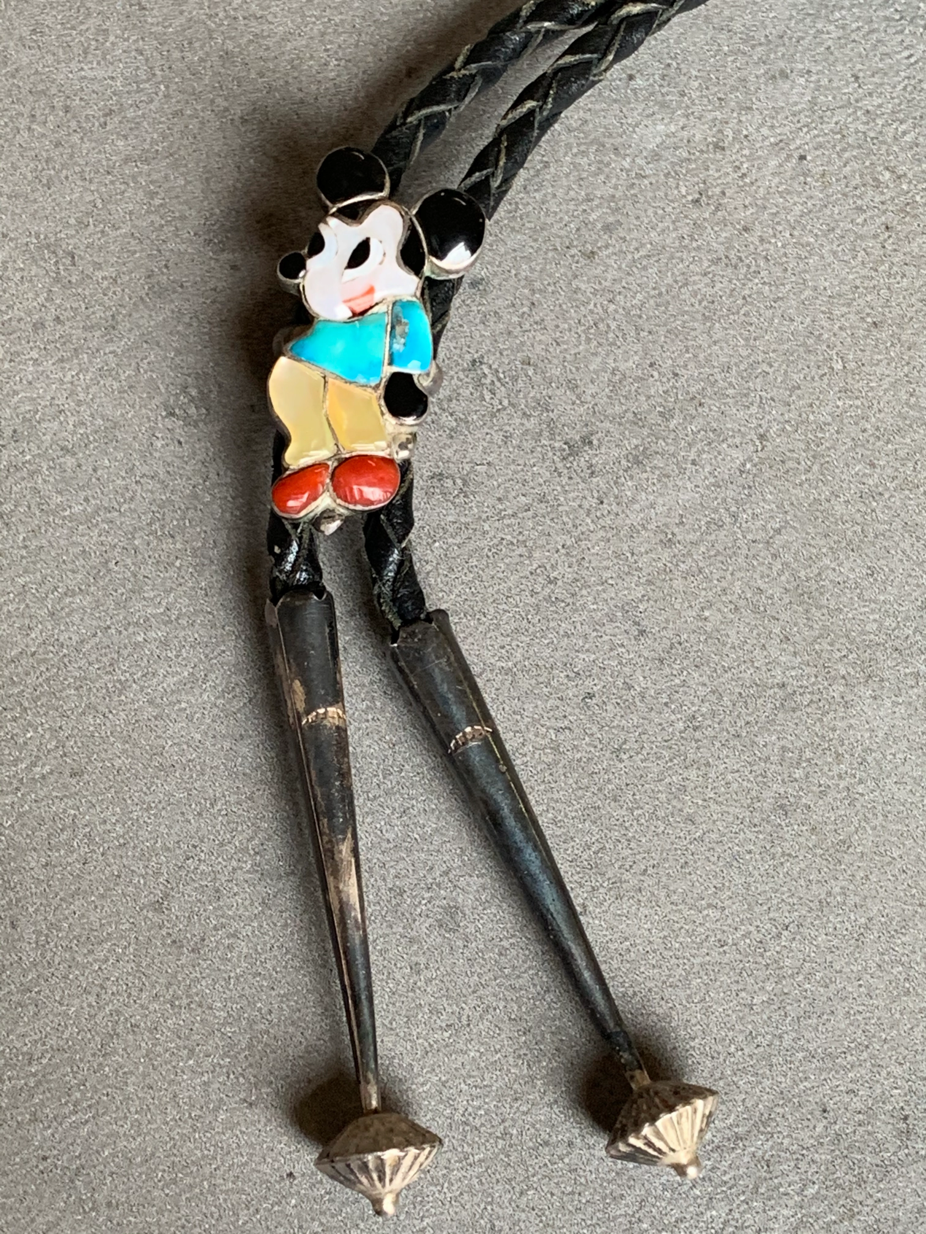 Charles & Mary Ann Poncho Sterling Zuni M Mouse Bolo Favorite Accent Effortless Design