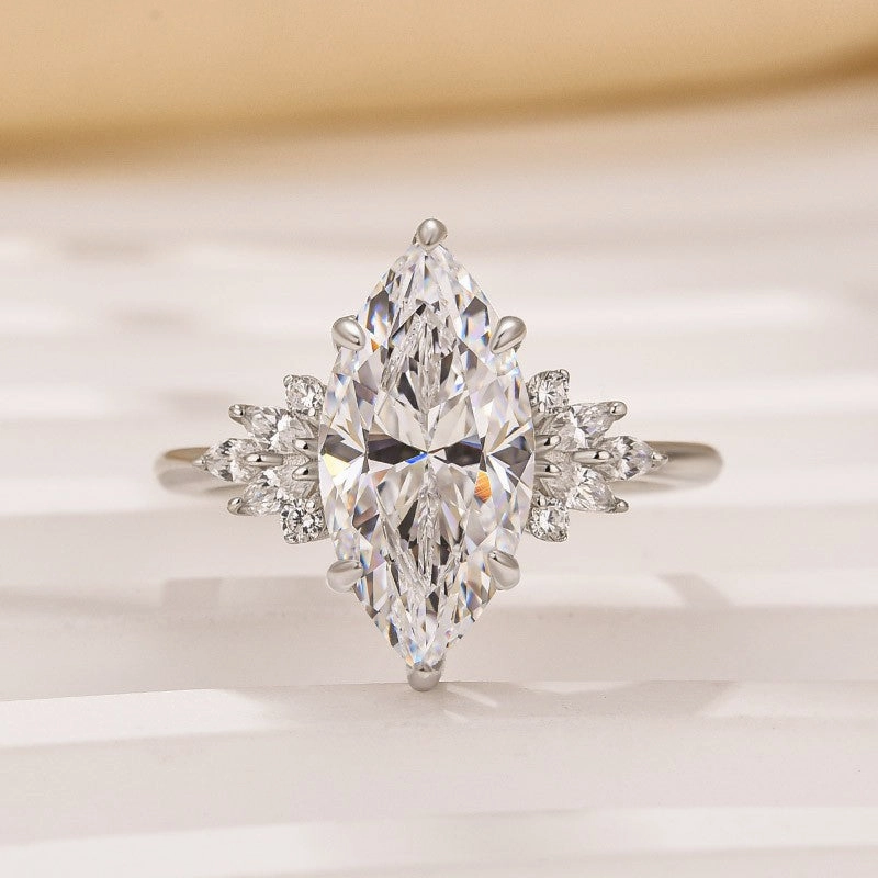 His Present Unique Ornament Vintage 3.0Ct Marquise Cut Engagement Ring In Sterling Silver For Women