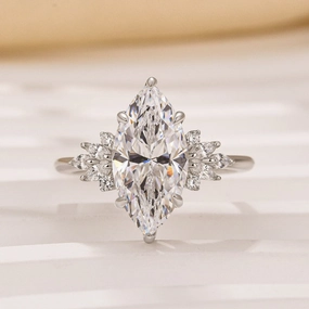 Vintage 3.0Ct Marquise Cut Engagement Ring In Sterling Silver For Women Chic Favorite Personal Accent