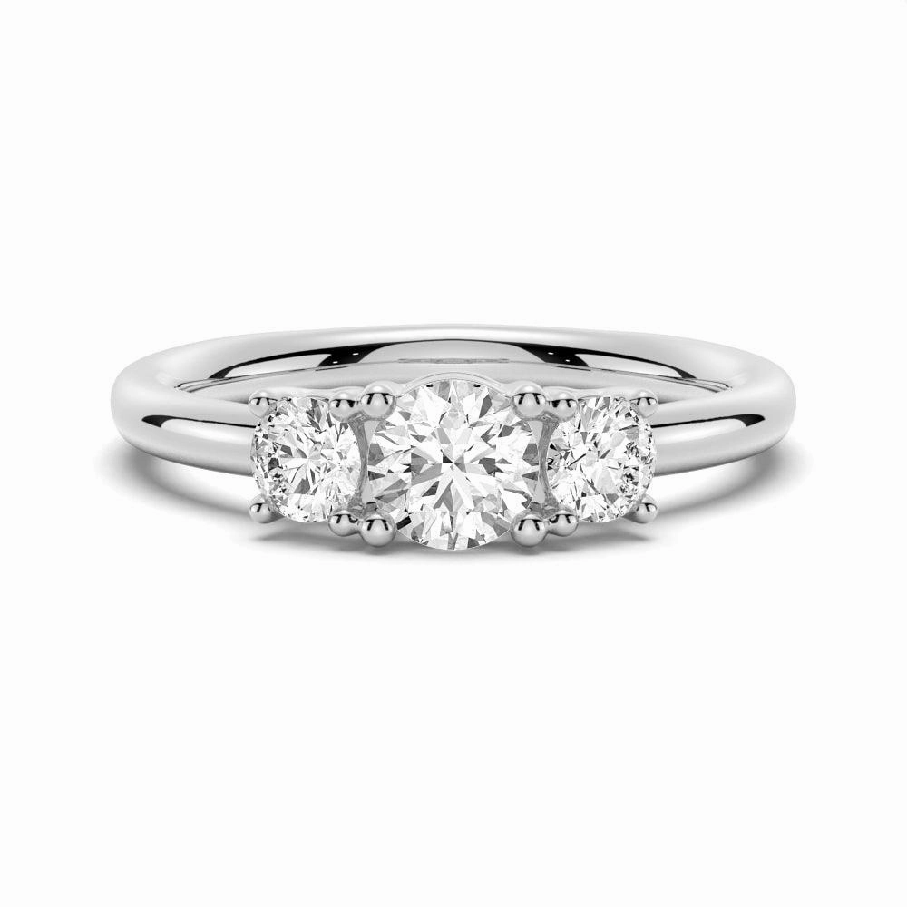 Round 3 Stone Shared Prong Moissanite Anniversary Band Minimal Pop Daytime Gift