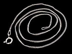 20" Thin Gauge Curb Link Chain, Sterling Soft Vibe
