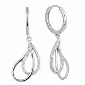 Sterling Silver Micropave Double Twisted Teardrop Earrings Exclusive Accessories youth appeal