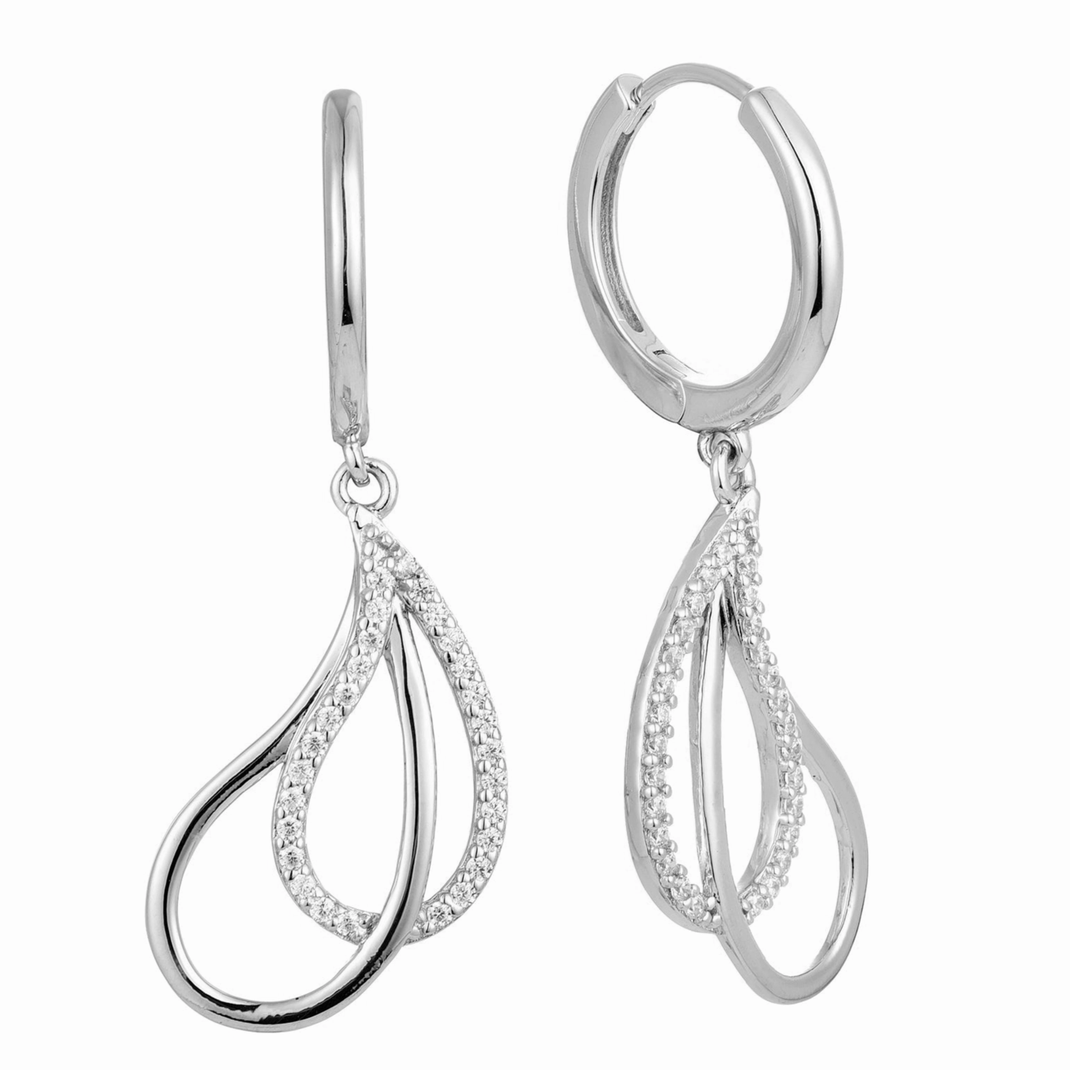 Sterling Silver Micropave Double Twisted Teardrop Earrings Exclusive Accessories youth appeal