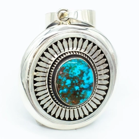 Leonard Nez Navajo Handmade Sterling Silver Turquoise Pendant Graceful Appeal Graceful Choice