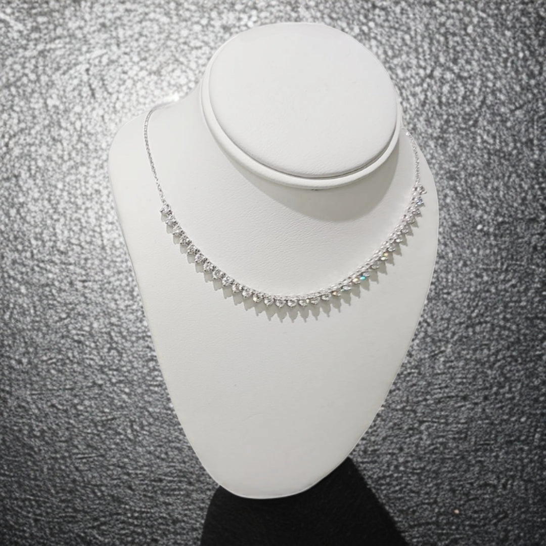 14K 31 Stone Diamond 3 Prong Setting Tennis Bar Necklace Refined Layer