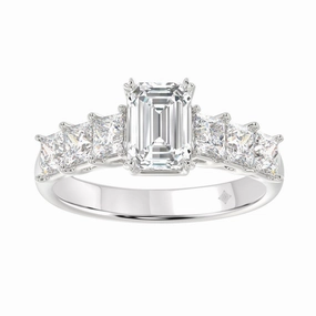 Elegant Occasion Modern Attire LADIES RING 3CT PRINCESS/EMERALD DIAMOND 14K WHITE GOLD